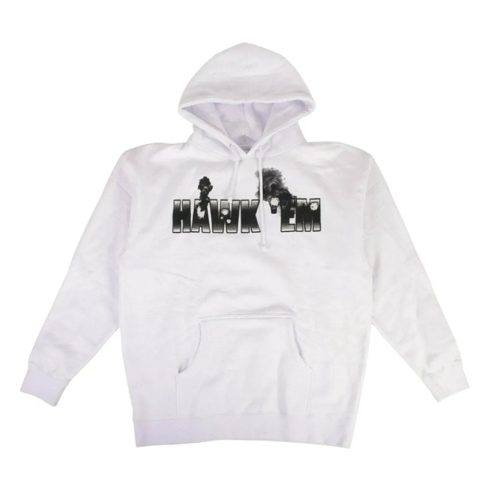 Vlone x Pop Smoke Hawk Em Hoodie White sold by PLUS
