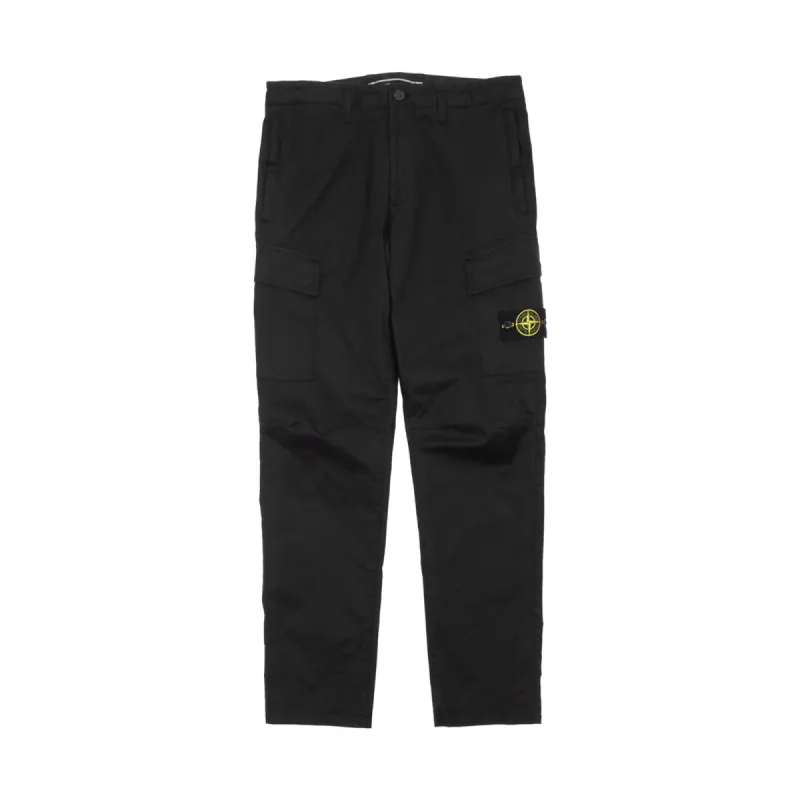 Stone Island Stretch Cotton Gabardine Cargo Pants Black sold by PLUS