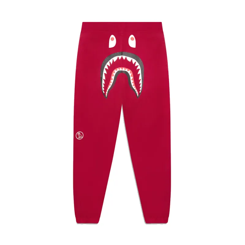 OVO x BAPE Camo Shark Reversible Sweatpant Red sold by PLUS
