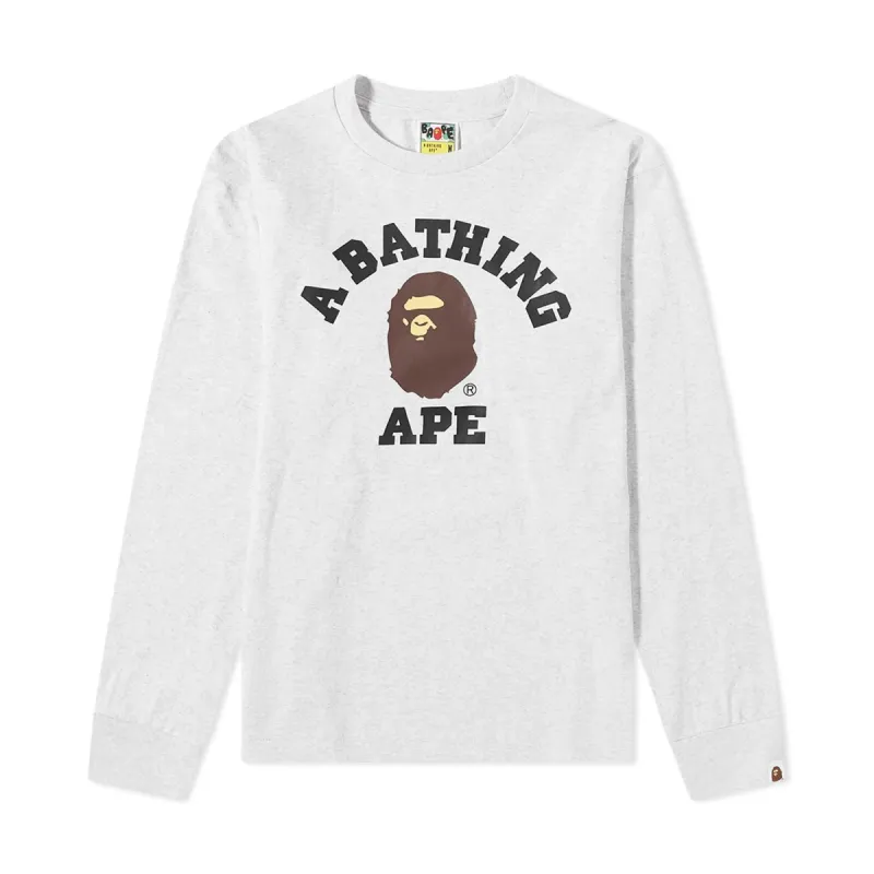Bape College L/S Tee Light Grey sold by PLUS