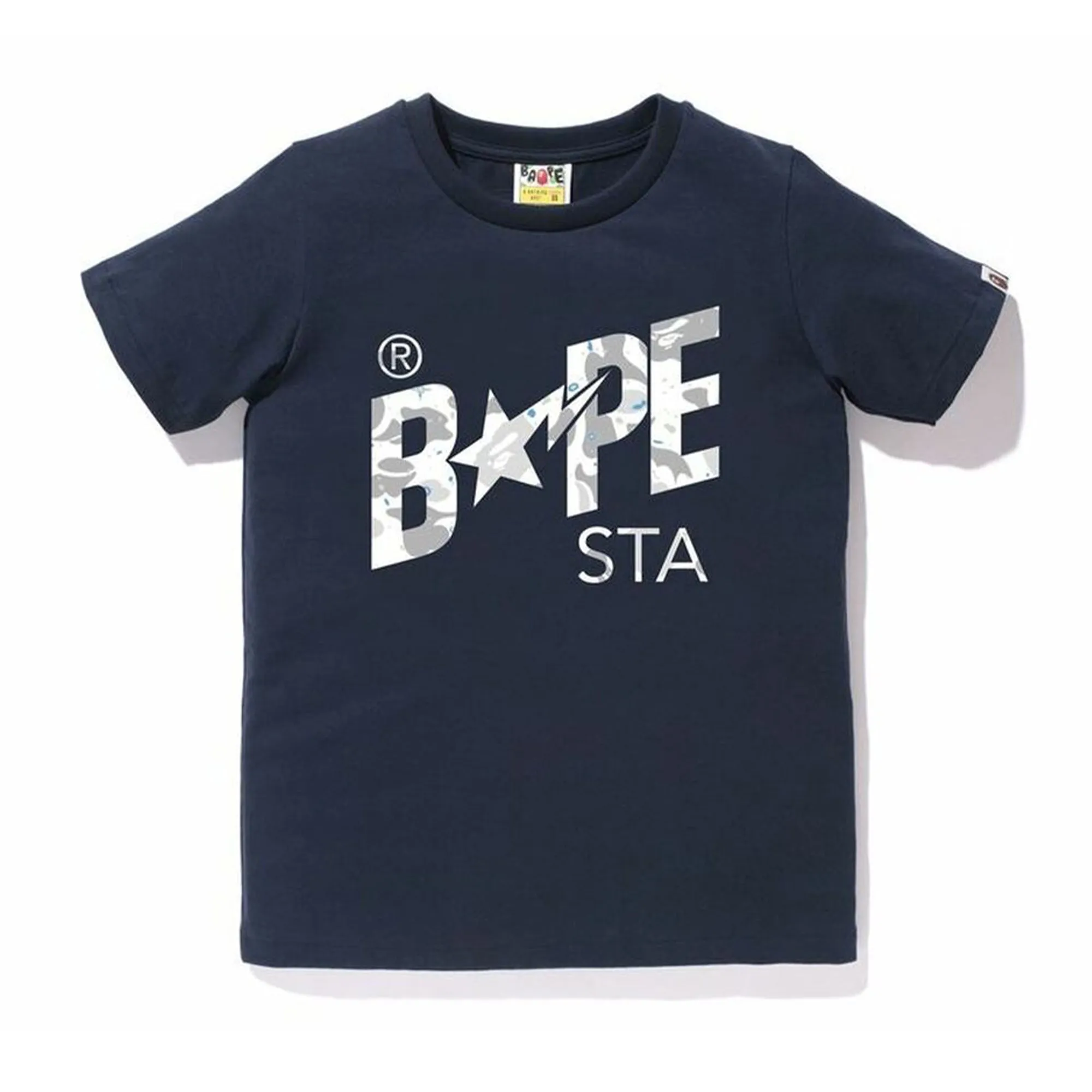 BAPE Space Camo Bape Sta Logo Tee (Ladies) Navy sold by PLUS