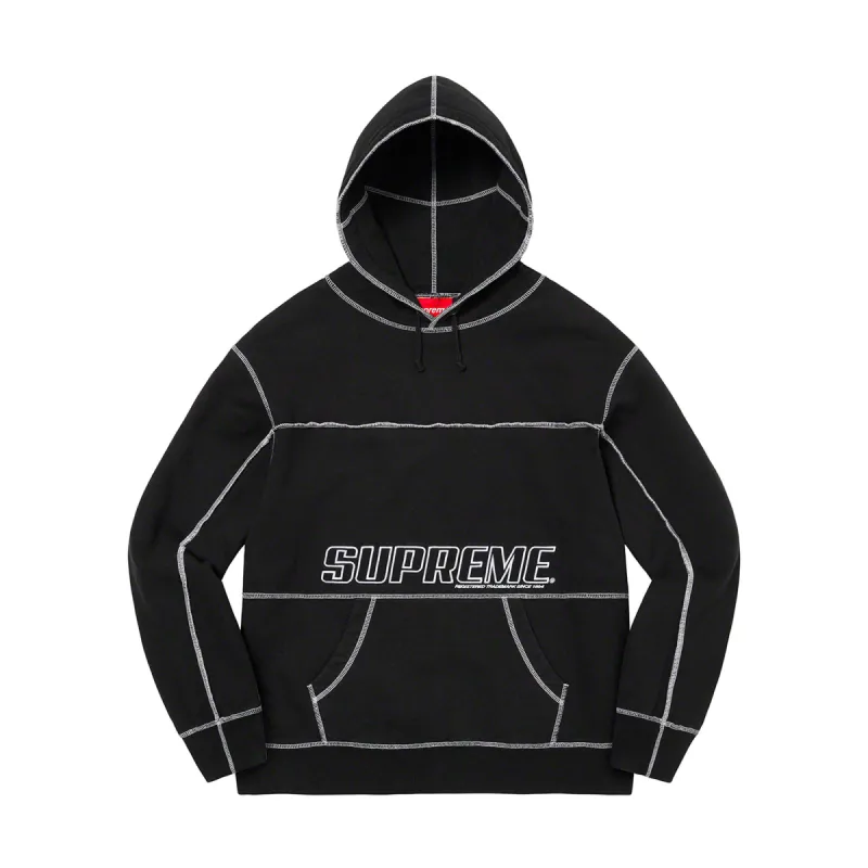 Supreme Coverstitch Hooded Sweatshirt Black sold by PLUS