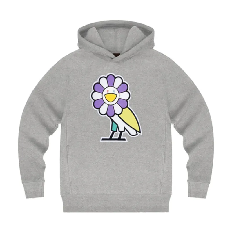 Takashi Murakami x OVO Surplus Flower Owl Hoodie Heather Grey sold by PLUS