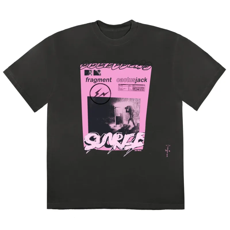 Travis Scott Cactus Jack For Fragment Pink Sunrise T-Shirt Washed Black made by PLUS