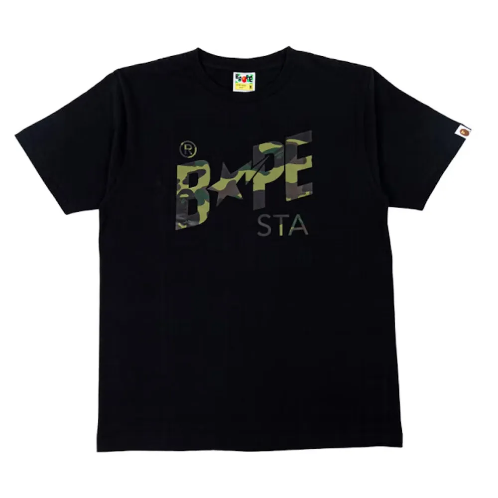Bape A Bathing Ape 1st Camo STA Logo Tee Black/Green sold by PLUS