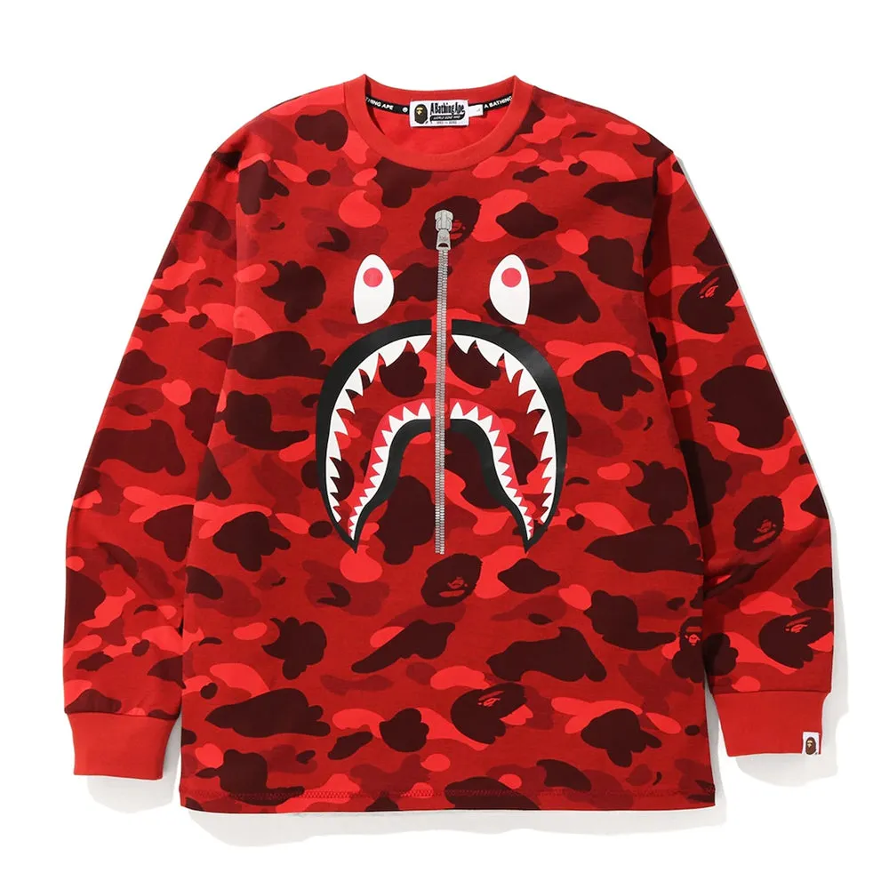 Bape Color Camo Relaxed Fit Shark L/S Tee Red sold by PLUS