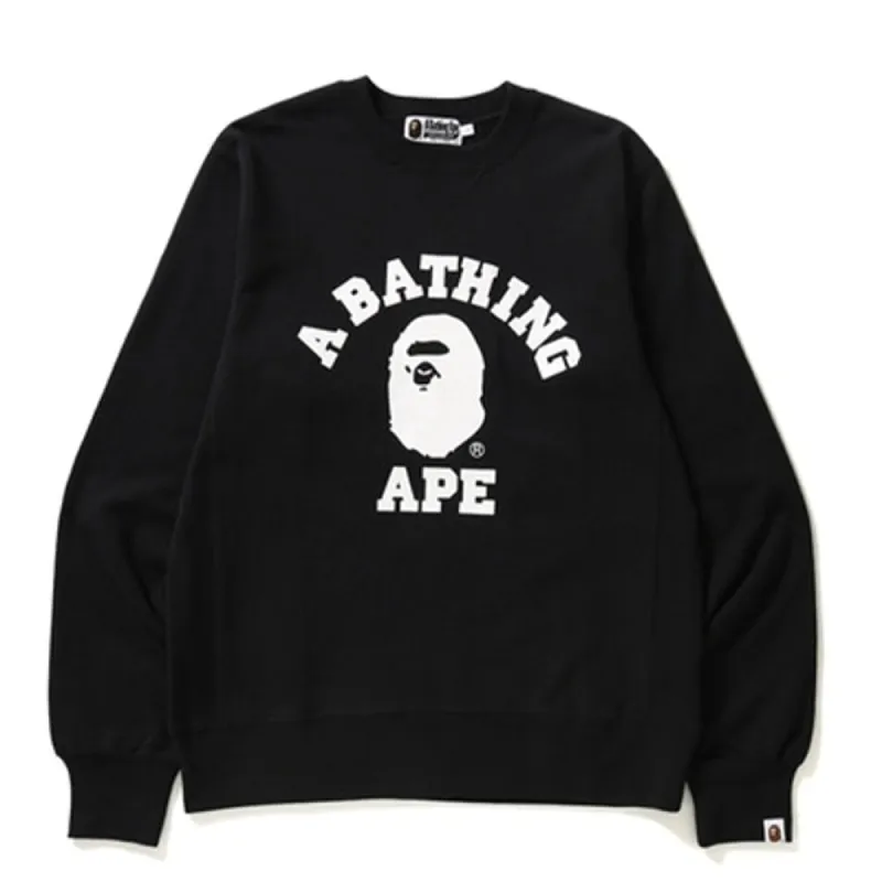 BAPE College Crewneck Black/White sold by PLUS