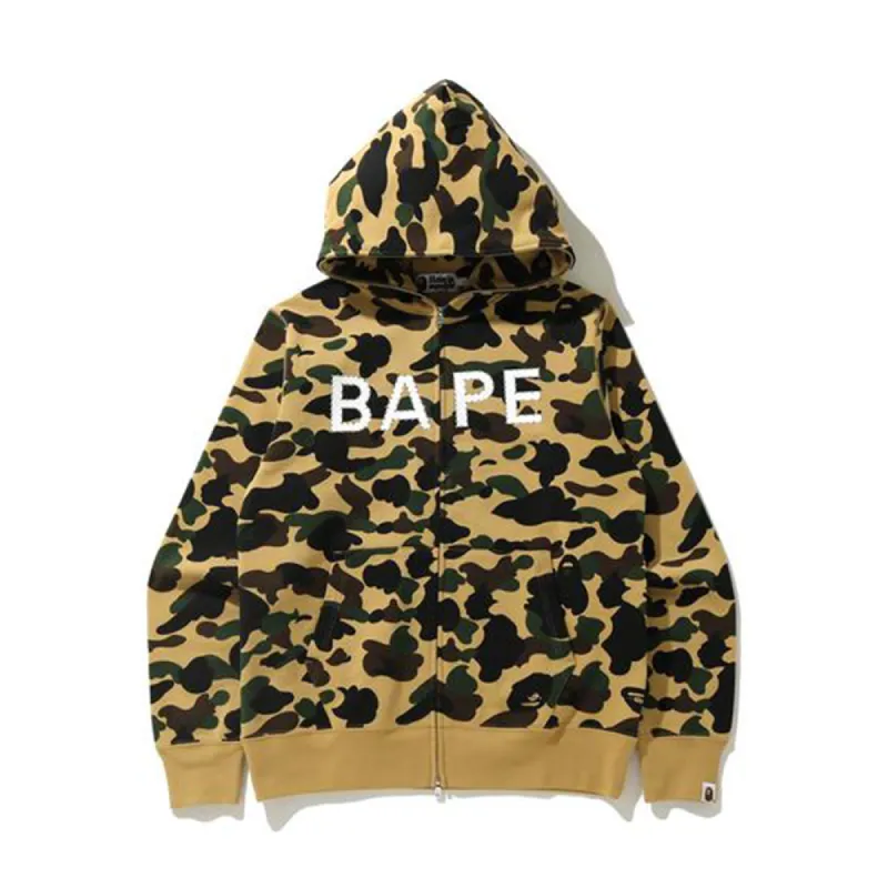 BAPE 1st Camo Crystal Stone Full Zip Hoodie Yellow sold by PLUS