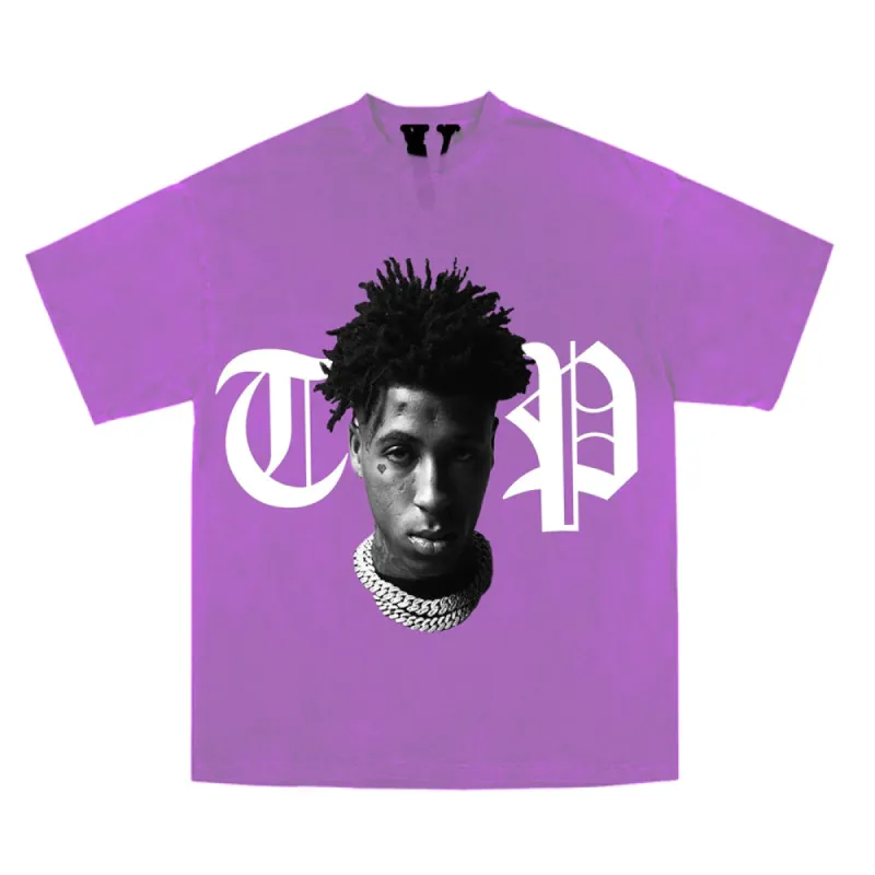 YoungBoy NBA x Vlone Peace Hardly Tee Purple sold by PLUS
