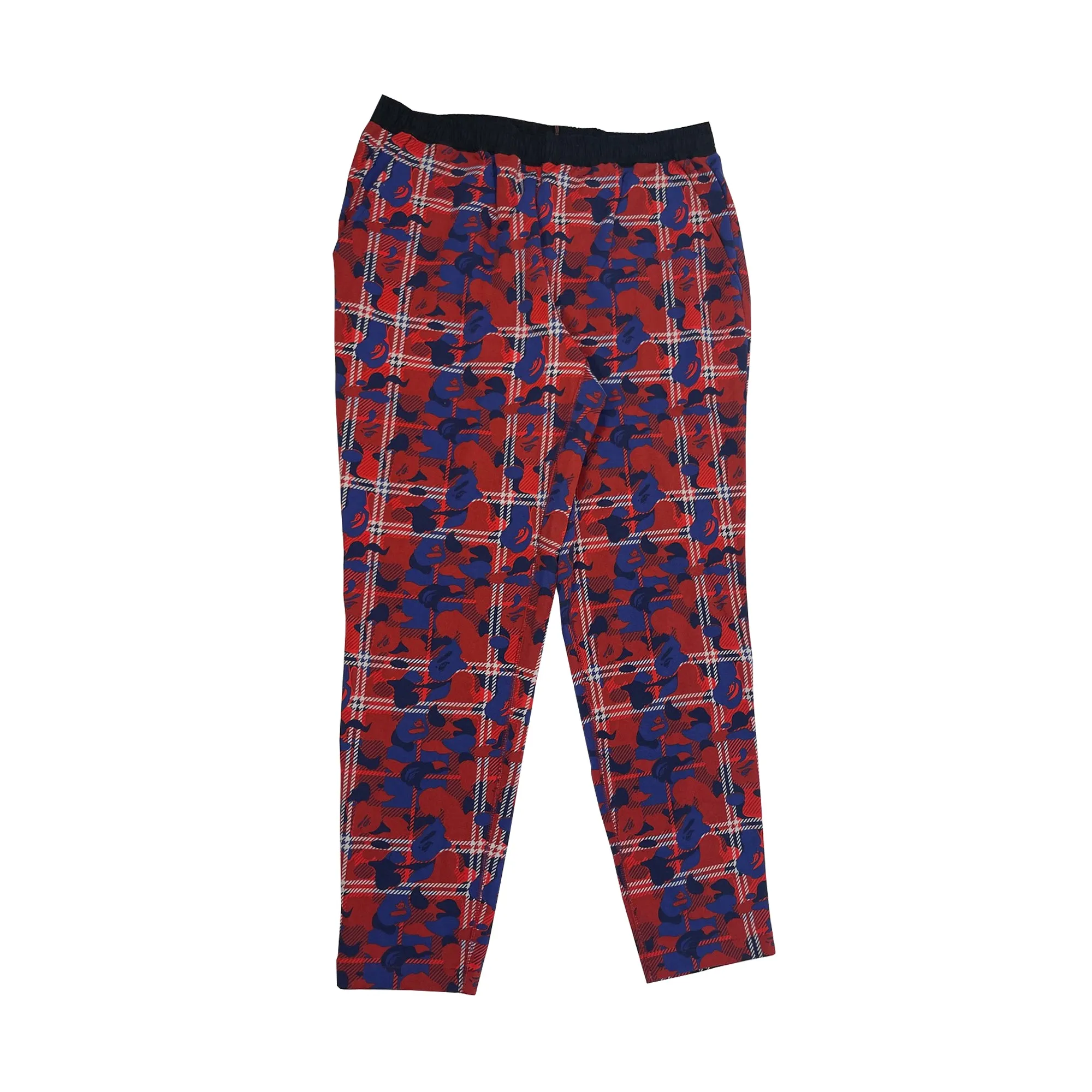 Bape London Check Sweat Pants Red/Blue sold by PLUS