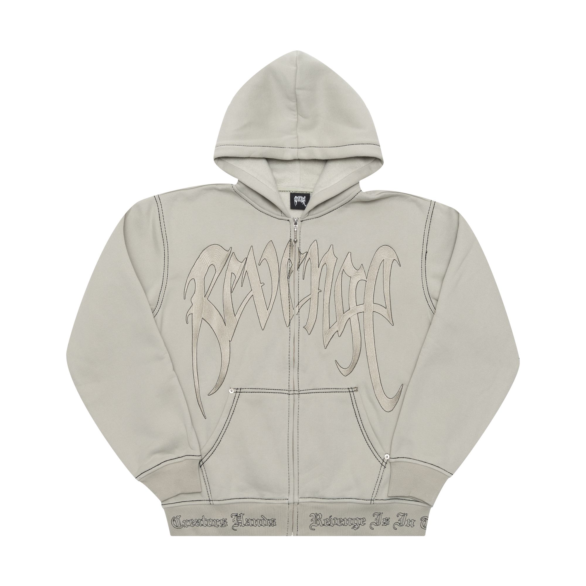 Revenge Contrast Embroidered Zip Up Grey sold by PLUS