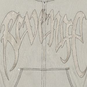 Revenge Contrast Embroidered Zip Up Grey sold by PLUS