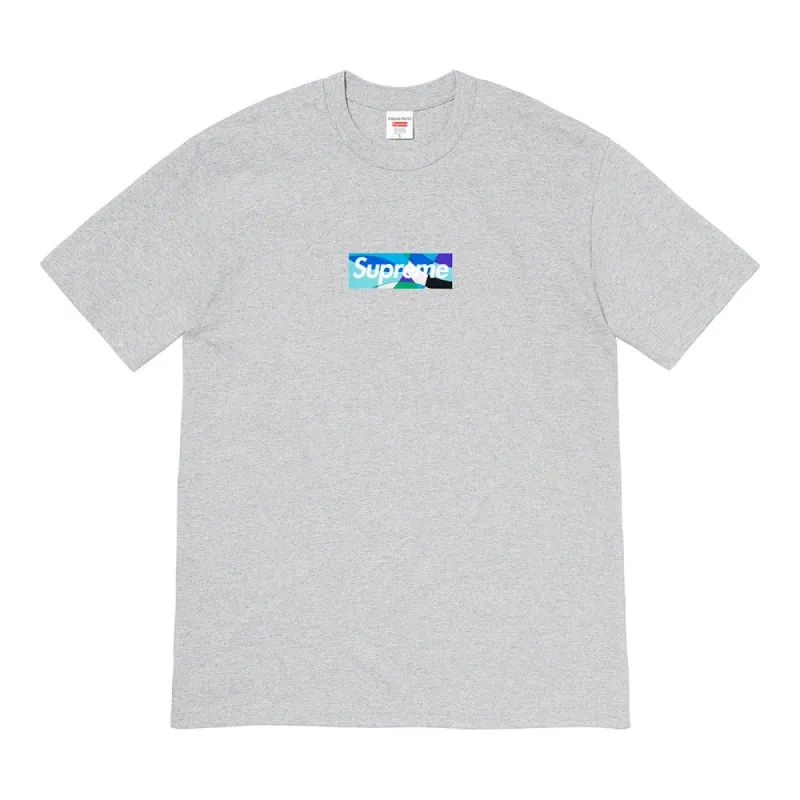 Supreme Emilio Pucci Box Logo Tee Heather Grey/Blue sold by PLUS