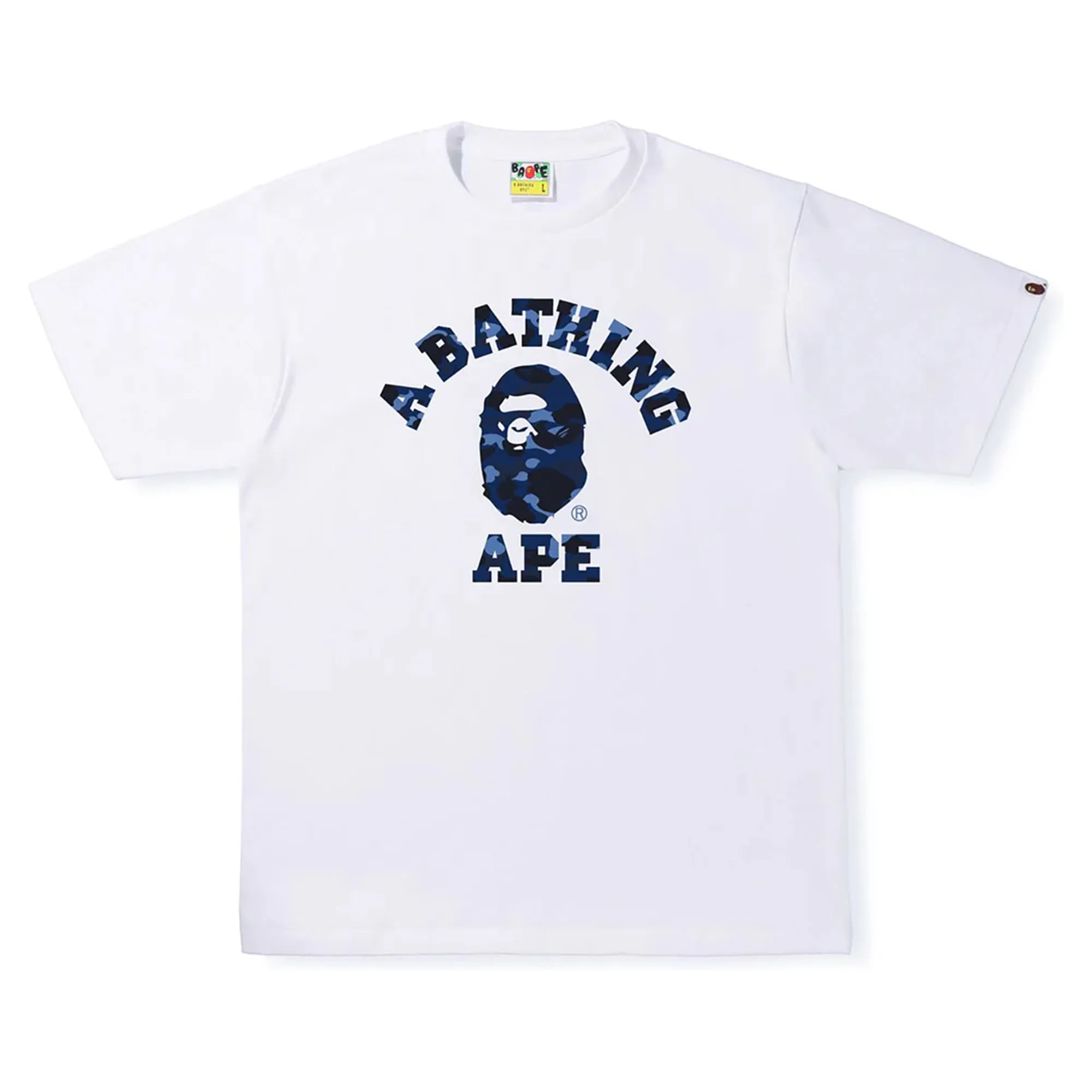 Bape Text ABC Camo College Tee White/Navy sold by PLUS