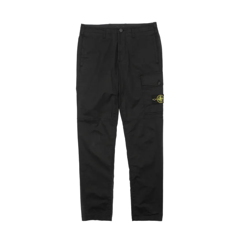 Stone Island Stretch Cotton Gabardine Single Pocket Cargo Pants Black sold by PLUS