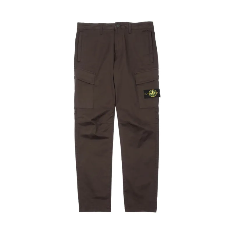 Stone Island Stretch Cotton Gabardine Cargo Pants Dark Brown sold by PLUS