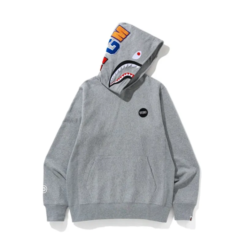 BAPE Shark Emblem Pullover Hoodie Grey sold by PLUS