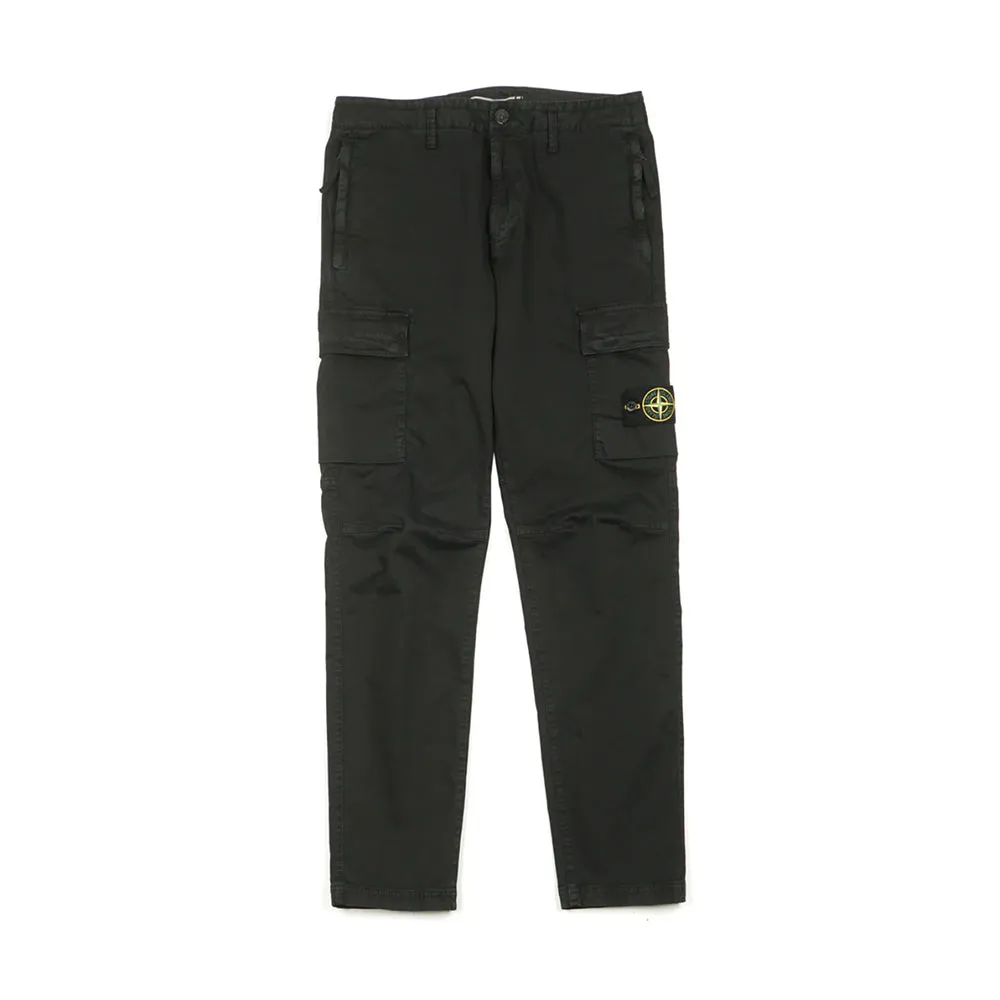 Stone Island Stretch Broken Twill Cotton Old Effect Cargo Pant Black sold by PLUS