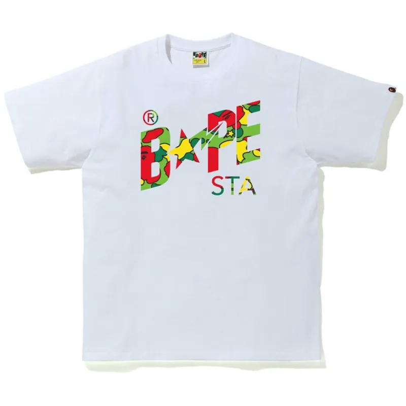 BAPE Sta Camo Bape Sta Logo Tee White/Multi sold by PLUS