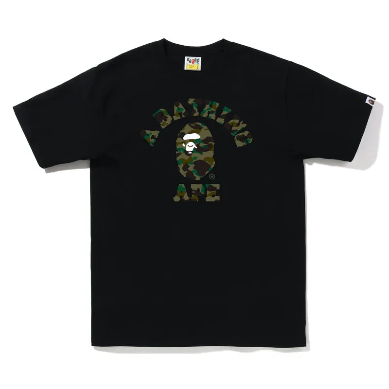 Bape Text 1st Camo College Tee Black Green sold by PLUS