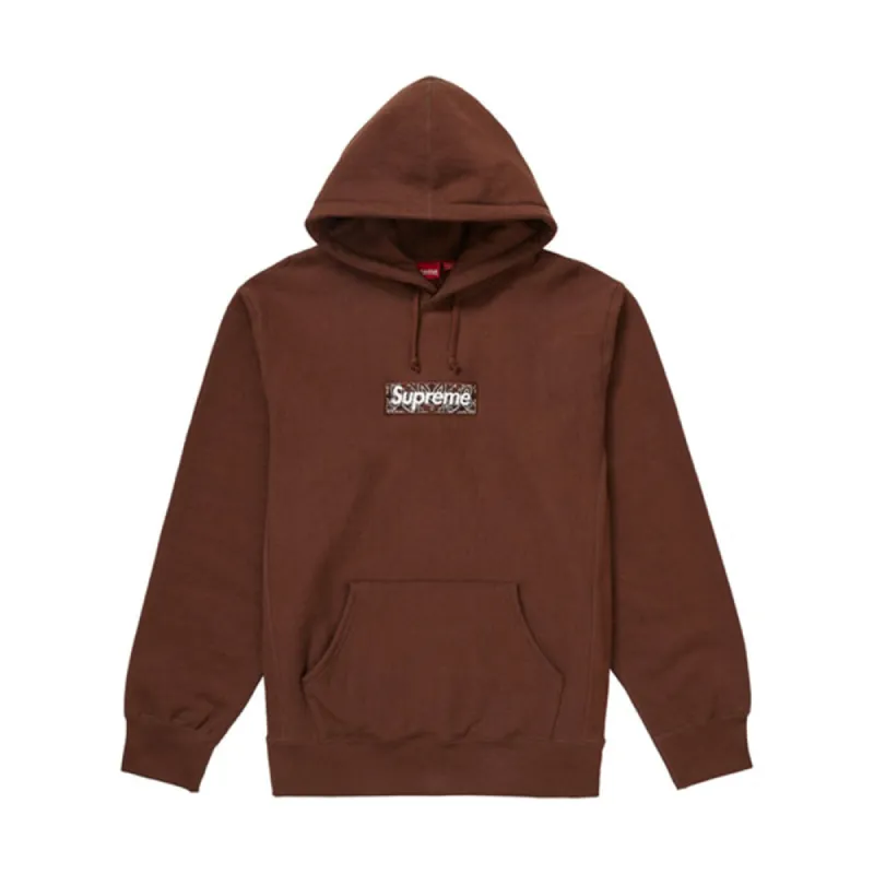 Supreme Bandana Box Logo Hooded Sweatshirt Dark Brown sold by PLUS
