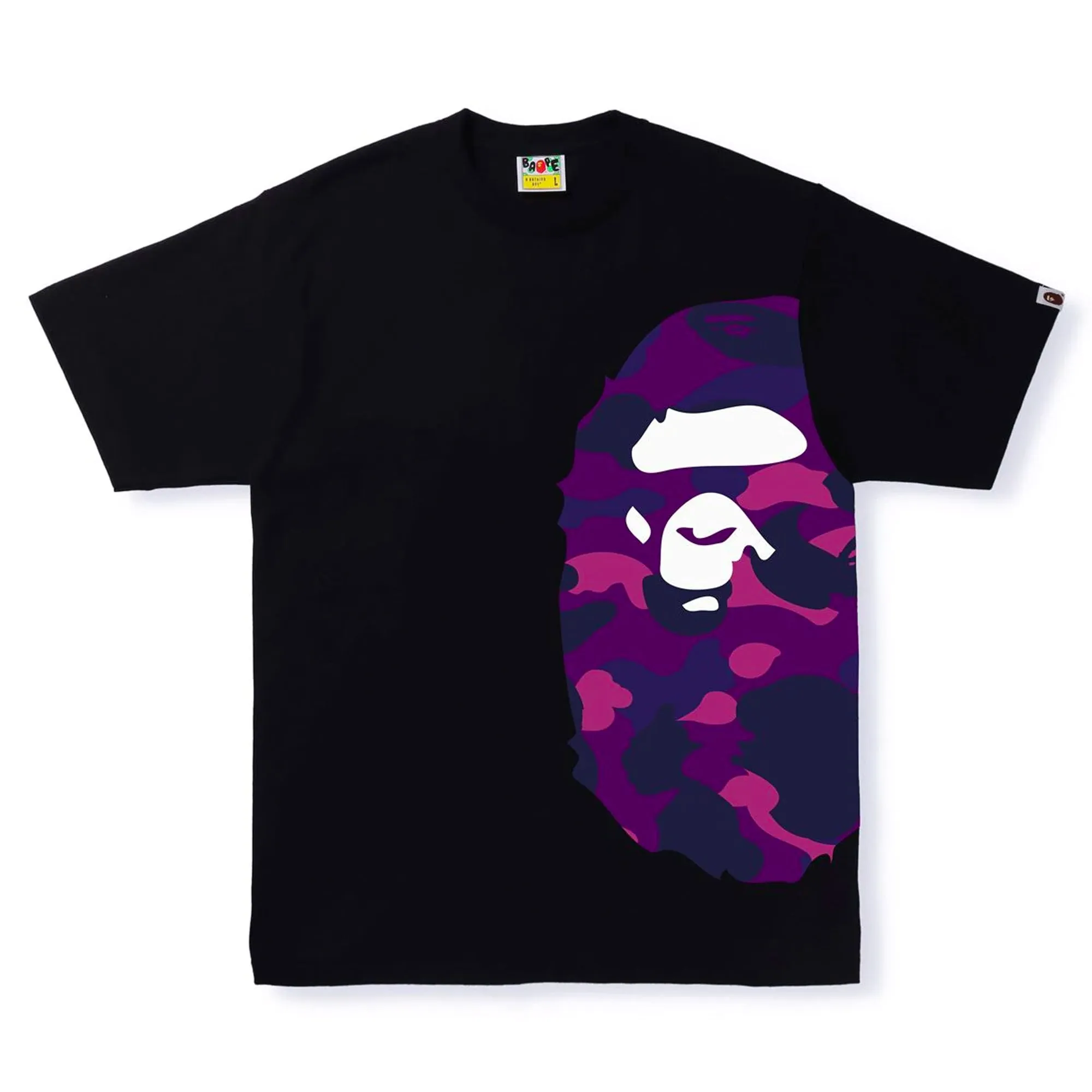 BAPE Color Camo Side Big Ape Head Tee Black/Purple sold by PLUS