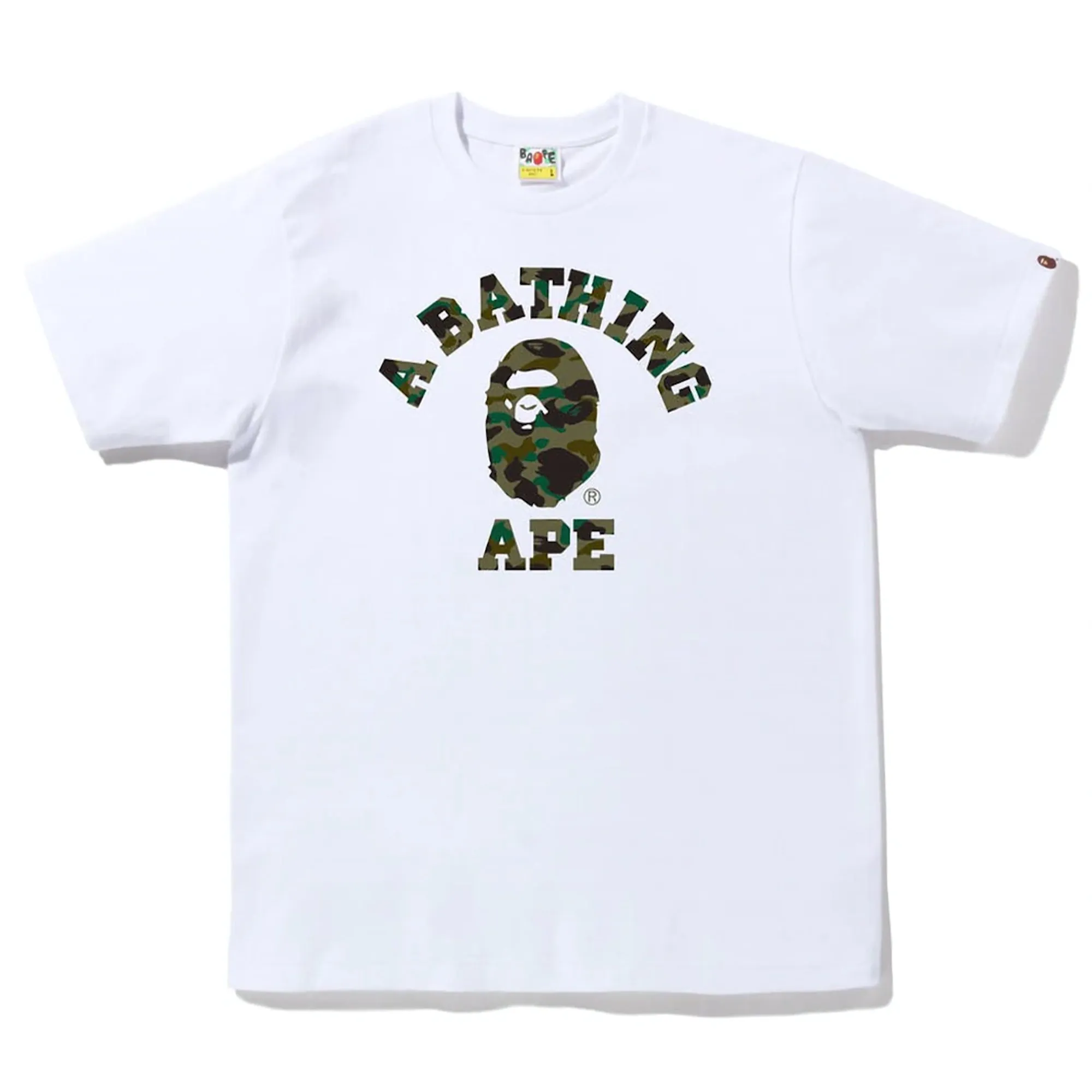 Bape Text 1st Camo College Tee White Green sold by PLUS