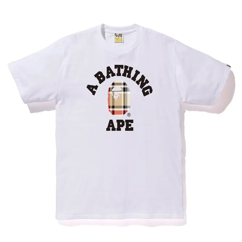 Bape Check College Tee White/Beige sold by PLUS