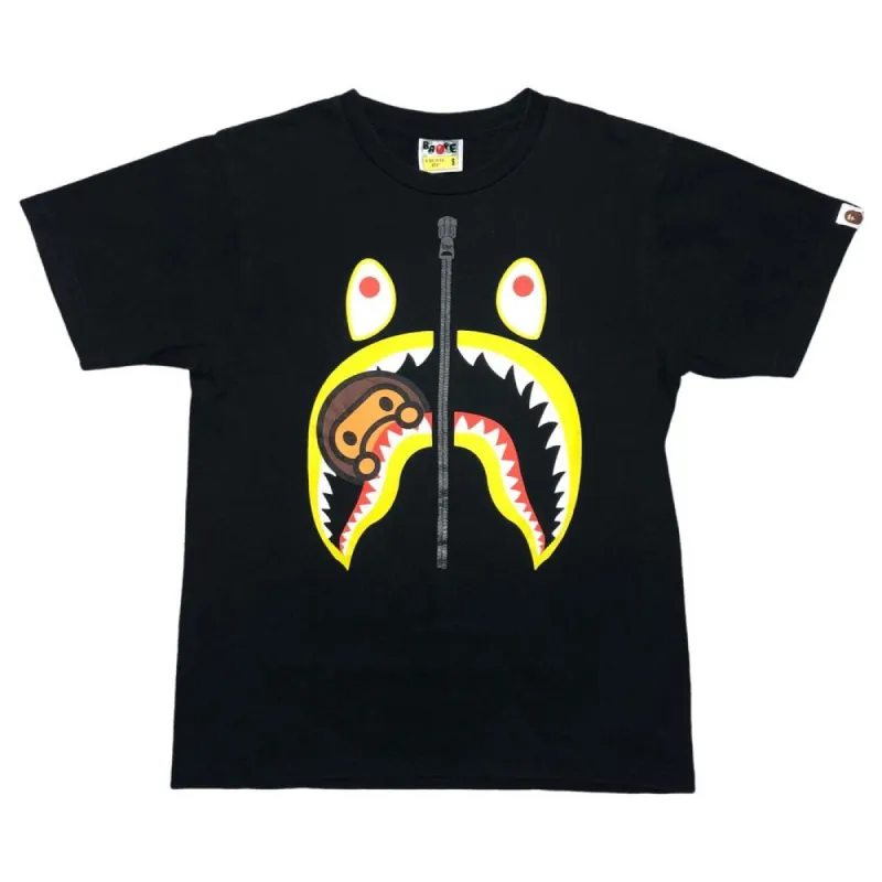 Bape Colors Milo Shark Tee Black/Yellow sold by PLUS