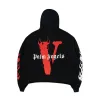 Vlone x Palm Angels Hoodie Black/Red sold by PLUS
