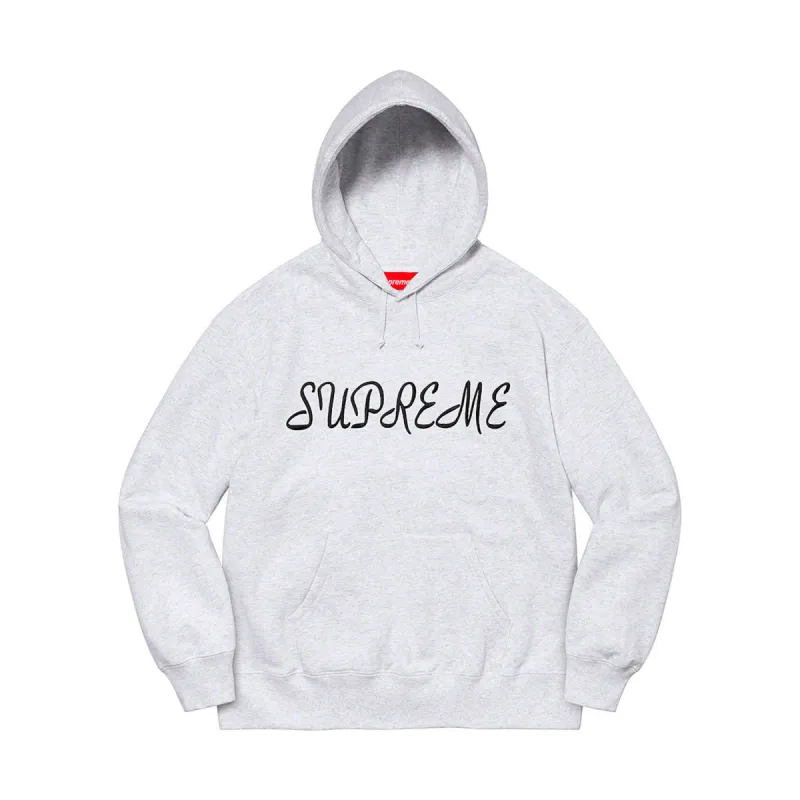 Supreme Script Hooded Sweatshirt Ash Grey sold by PLUS