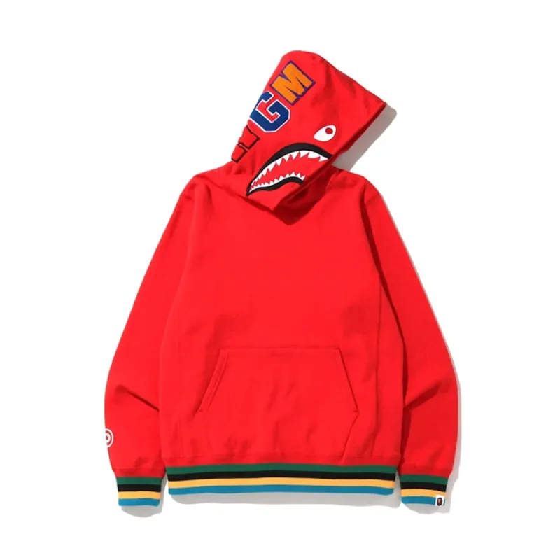 BAPE Shark Line Rib Pullover Hoodie Red sold by PLUS