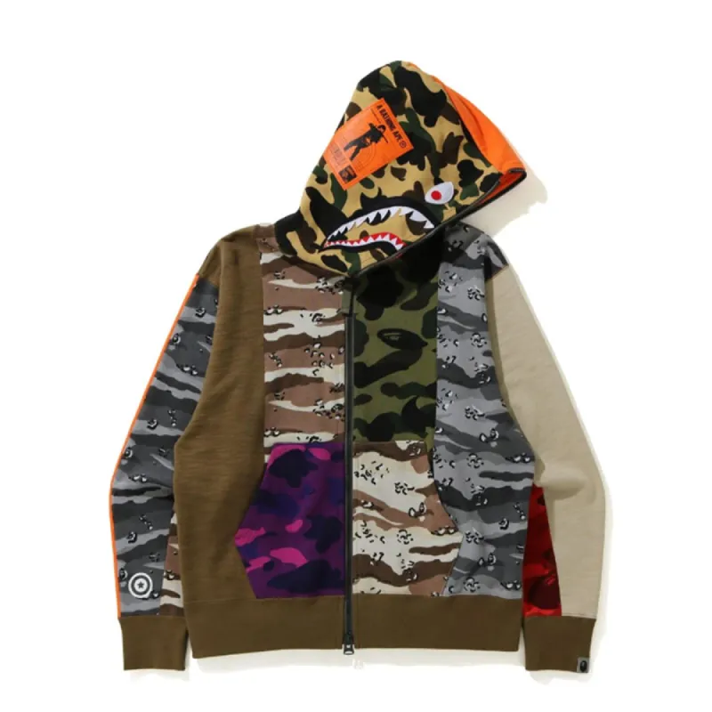 BAPE Crazy Camo Mad Shark Relaxed Full Zip Hoodie Multi sold by PLUS