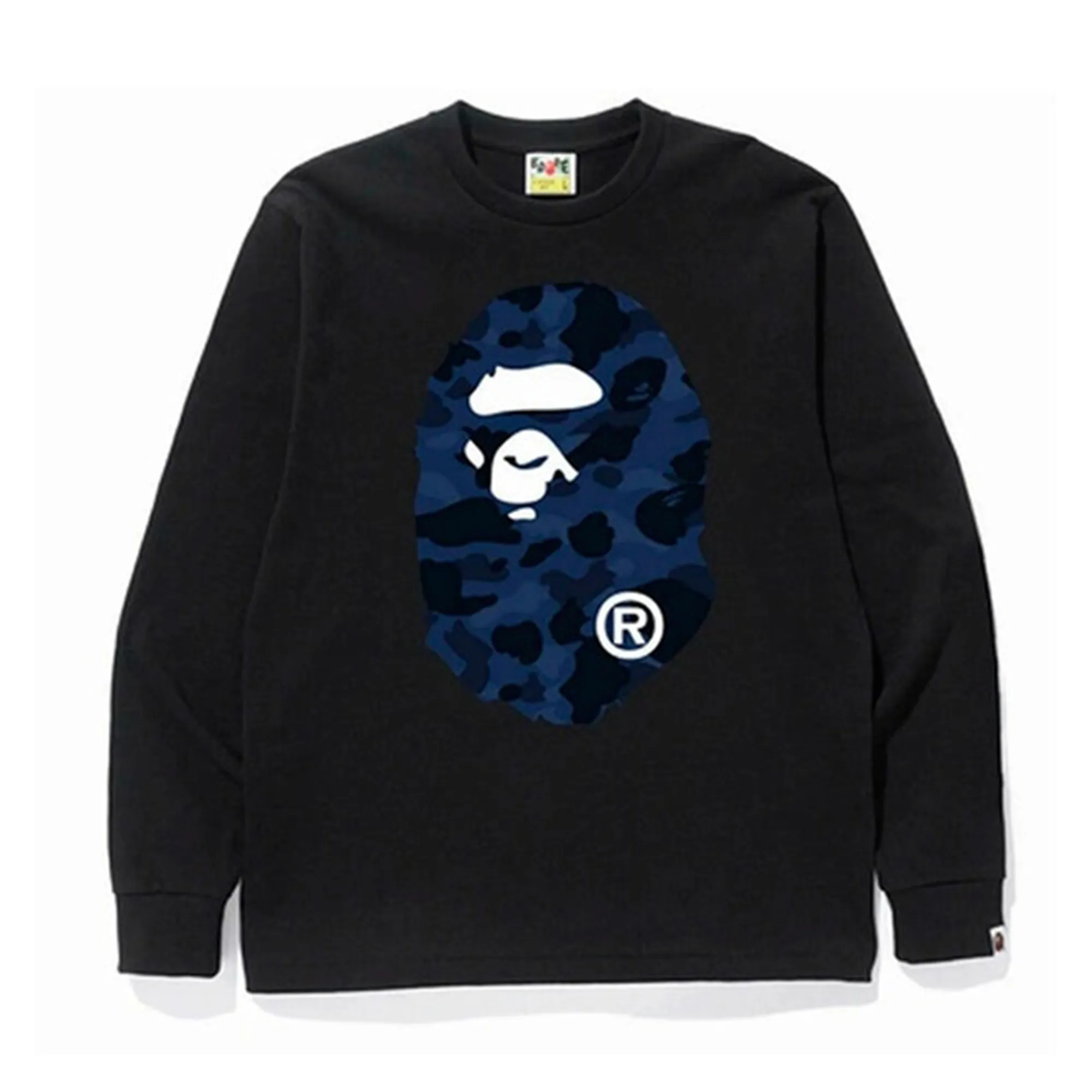 BAPE Color Camo Big Ape Head L/S Tee Black/Blue/White sold by PLUS