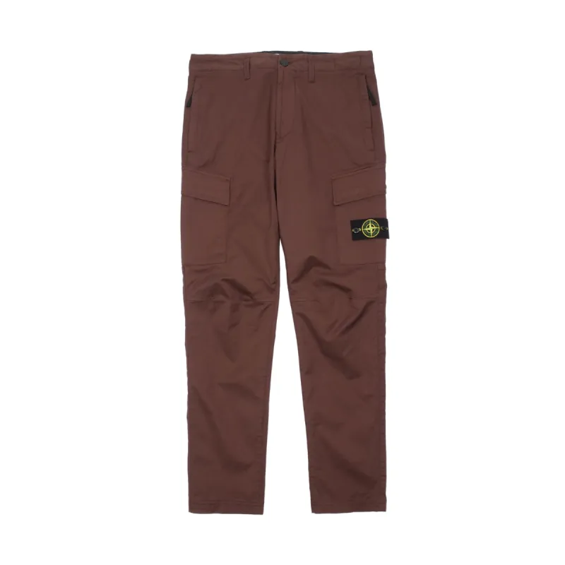 Stone Island Stretch Cotton Gabardine Cargo Pants Mahogany Brown sold by PLUS