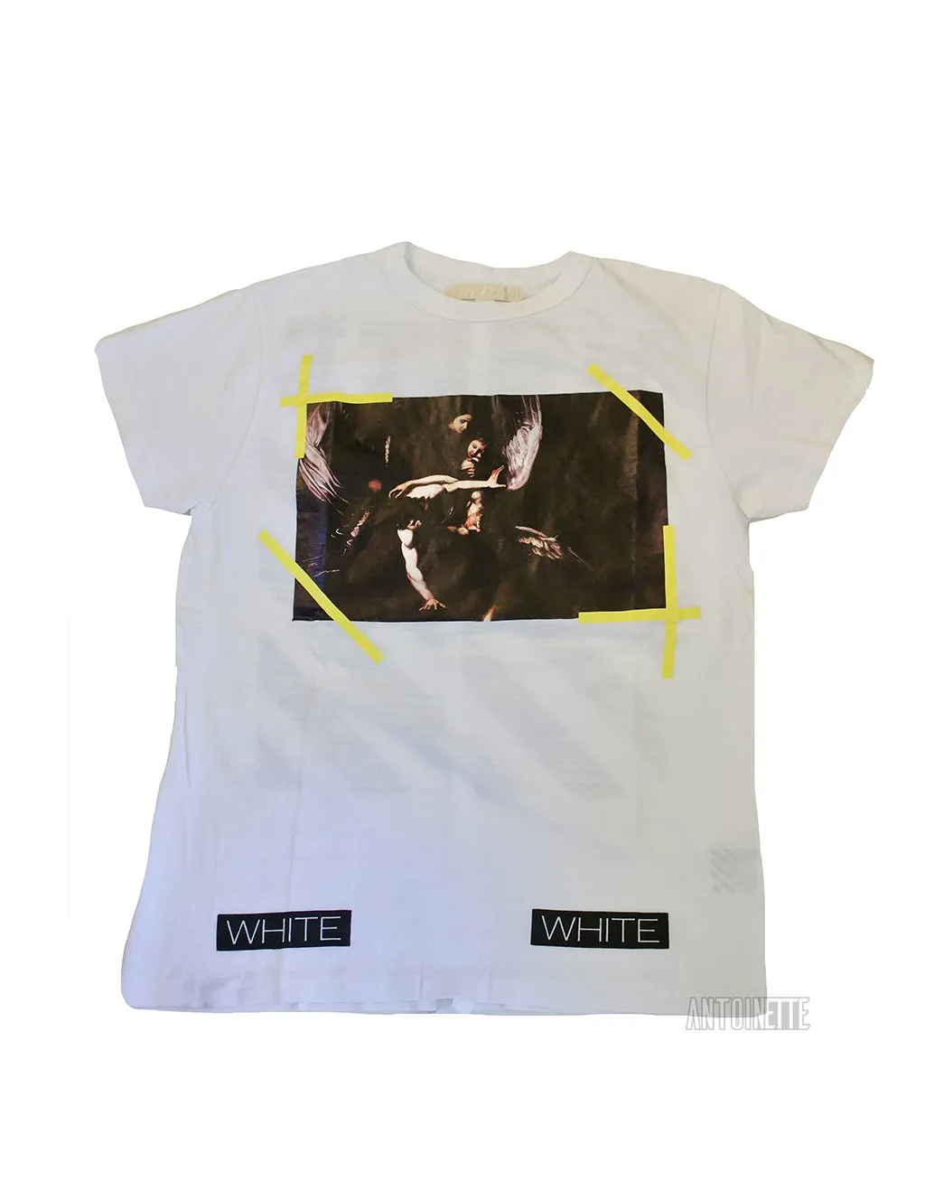Off-White Diagonal Yellow Caravaggio T-Shirt sold by PLUS