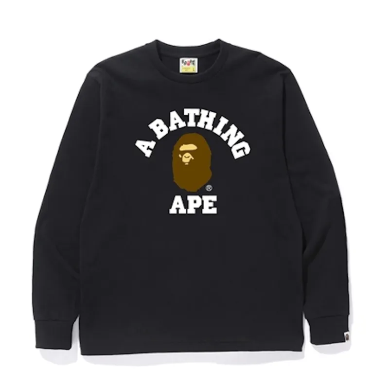Bape College L/S Tee Black sold by PLUS