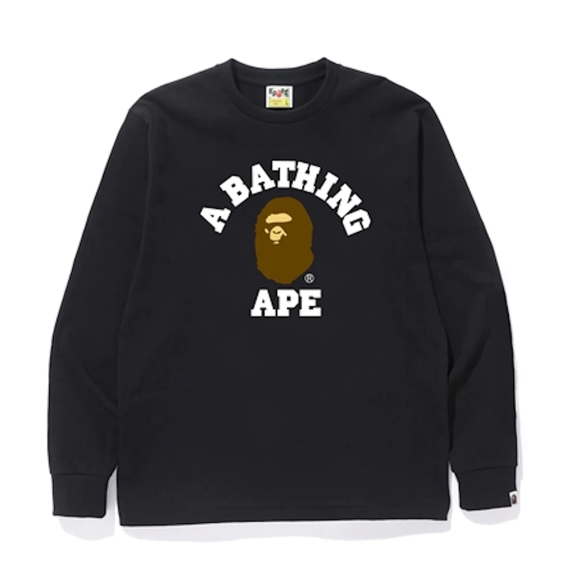 Bape College L/S Tee Black sold by PLUS