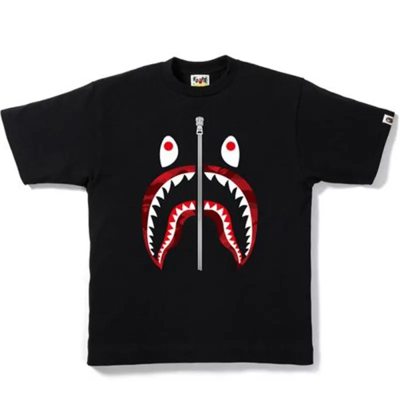 BAPE Color Camo Shark Tee Black/Red sold by PLUS