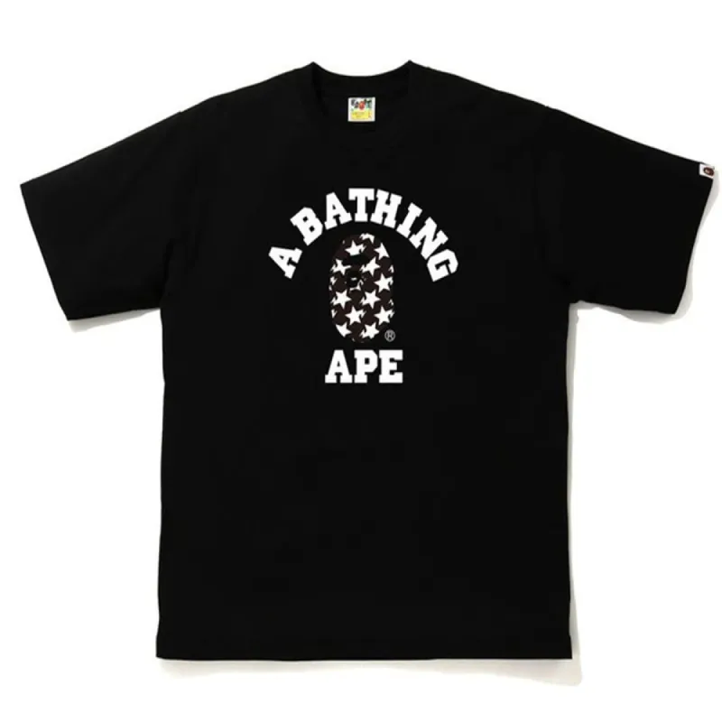 BAPE STA Pattern College Tee Black/Black sold by PLUS