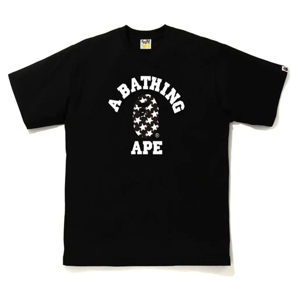 BAPE STA Pattern College Tee Black/Black sold by PLUS