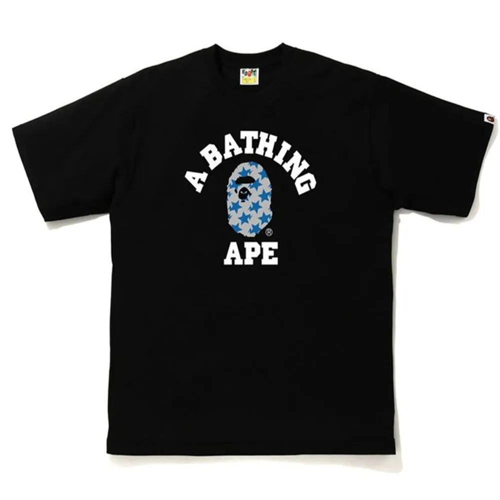 BAPE STA Pattern College Tee Black/Blue sold by PLUS