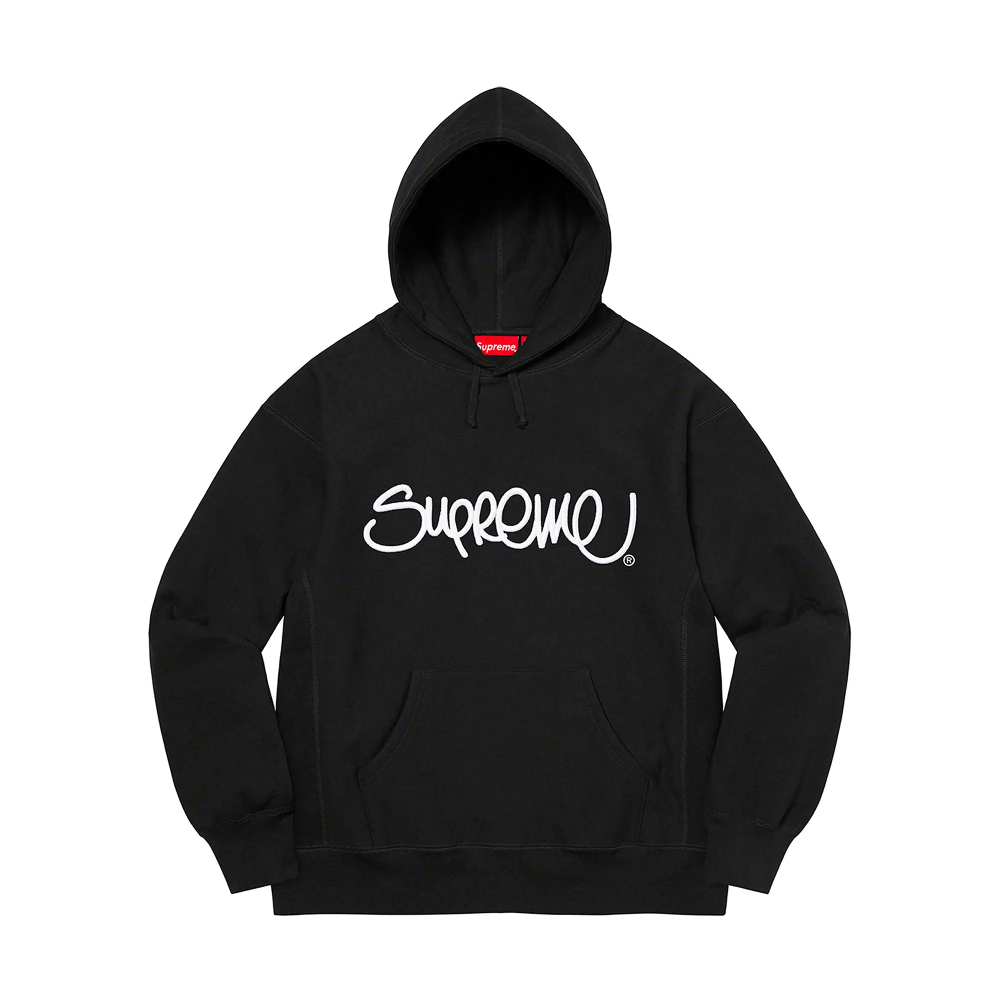 Supreme Raised Handstyle Hooded Sweatshirt Black sold by PLUS