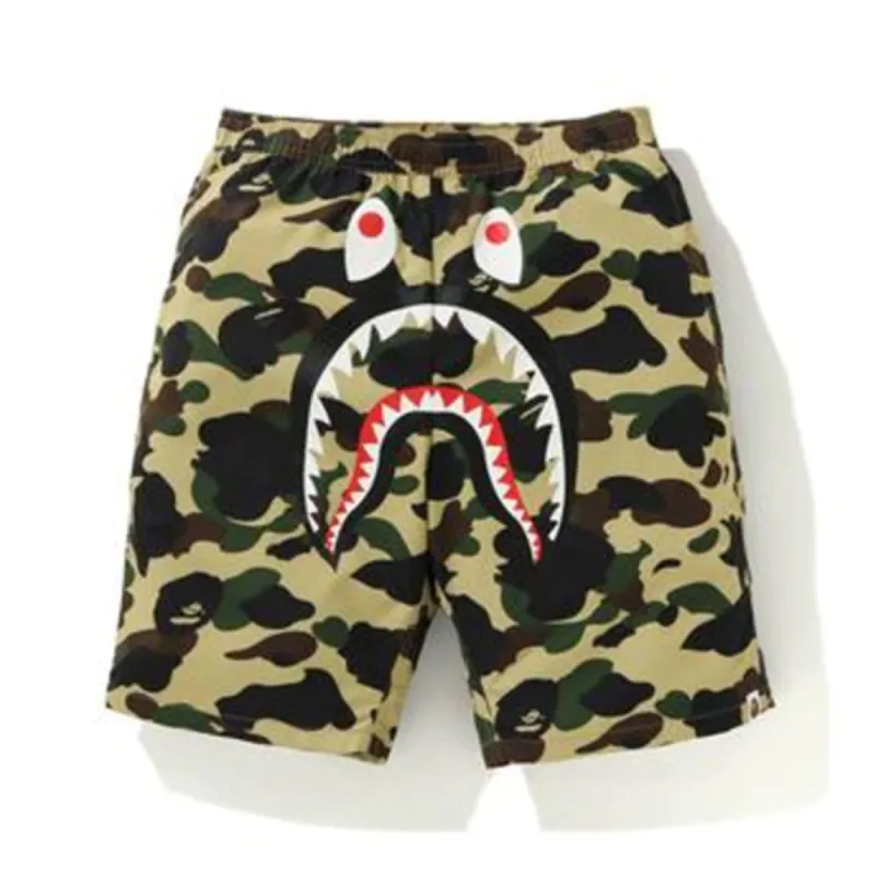 BAPE 1st Camo Shark Beach Pants Yellow sold by PLUS