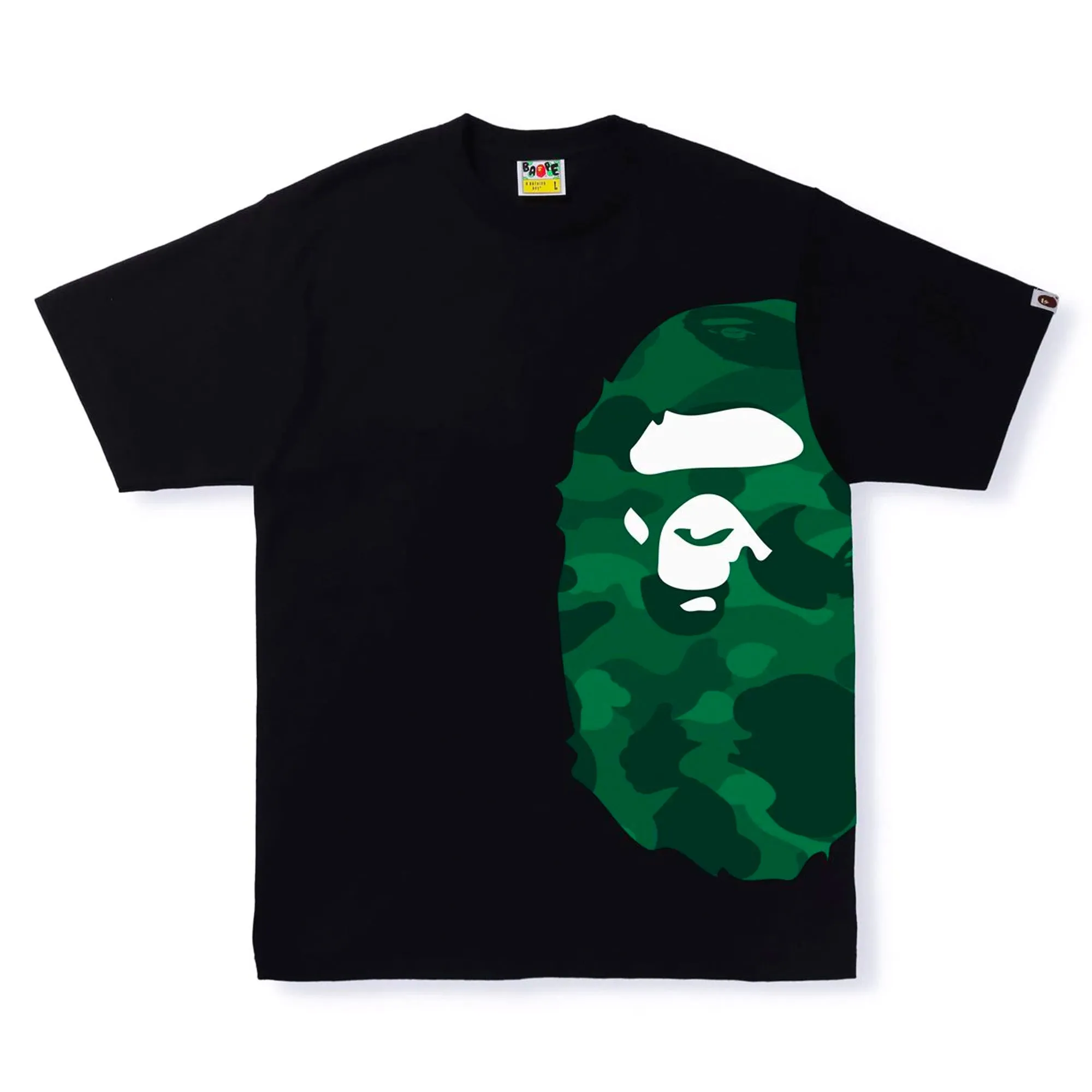 BAPE Color Camo Side Big Ape Head Tee Black/Green sold by PLUS