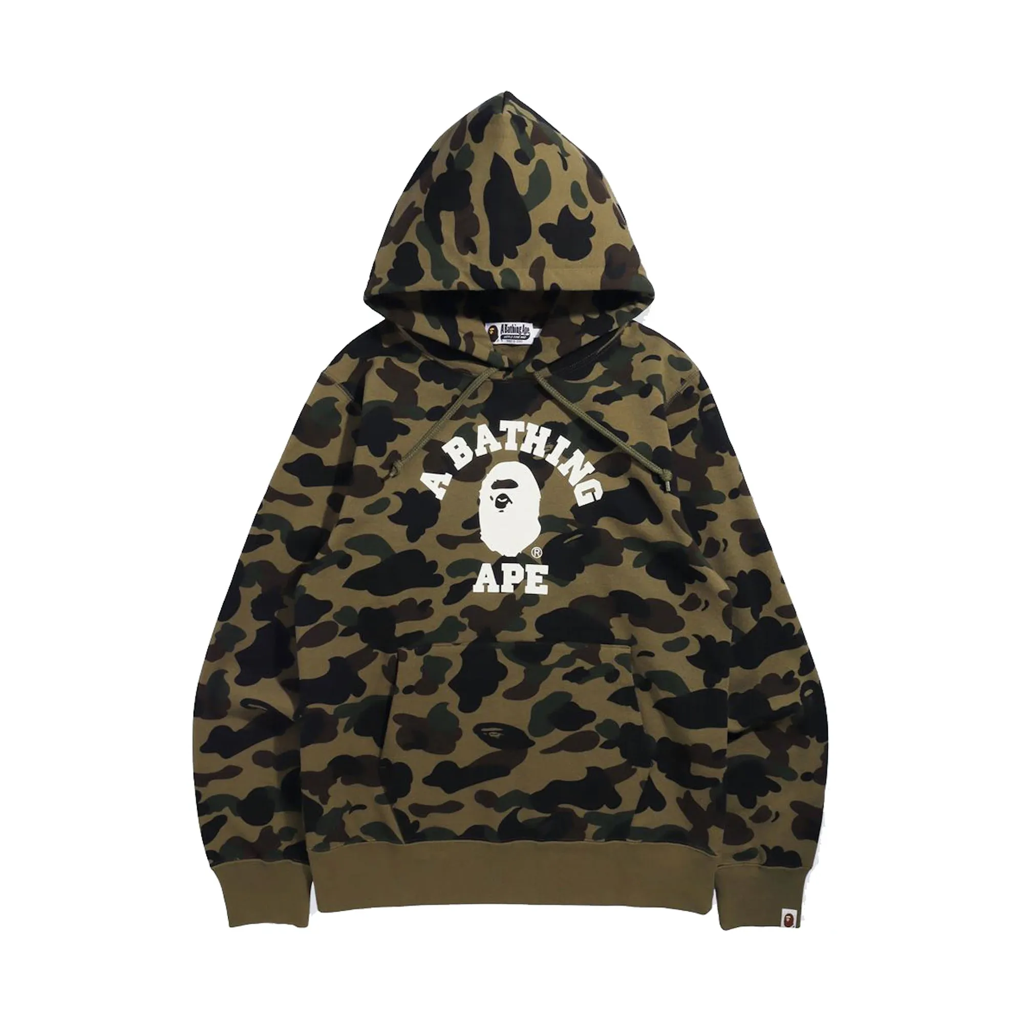 Bape 1st Camo College Pullover Hoodie Green sold by PLUS