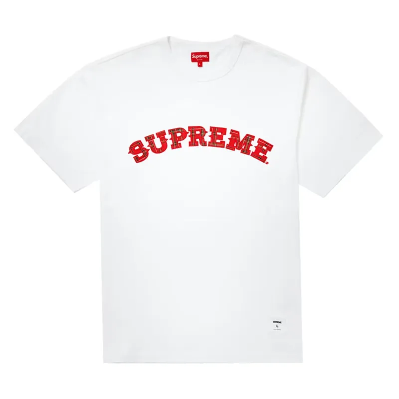 Supreme Plaid Applique S/S Top White sold by PLUS