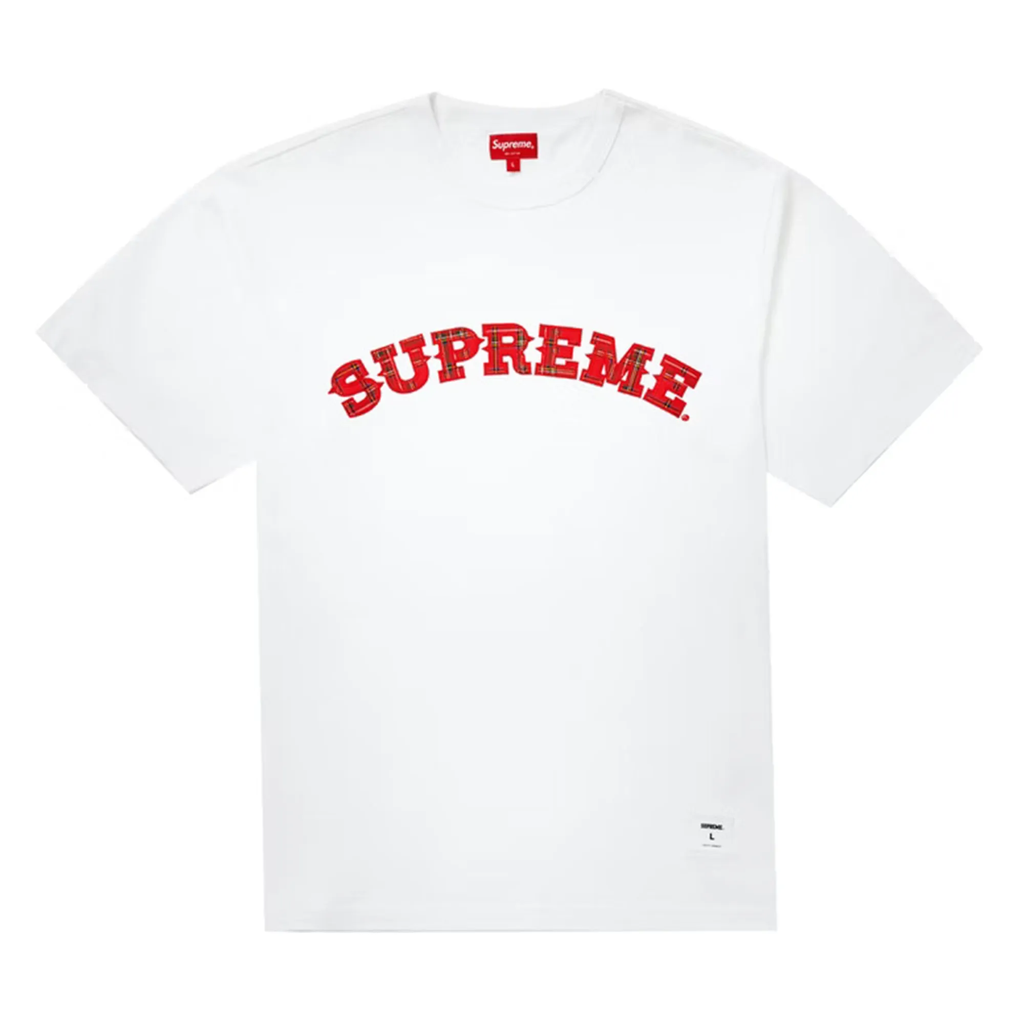 Supreme Plaid Applique S/S Top White sold by PLUS