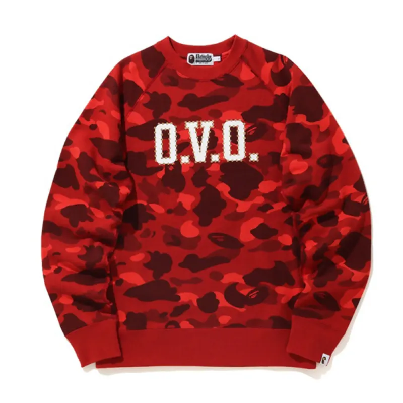 BAPE x OVO Color Camo Crewneck Red made by PLUS