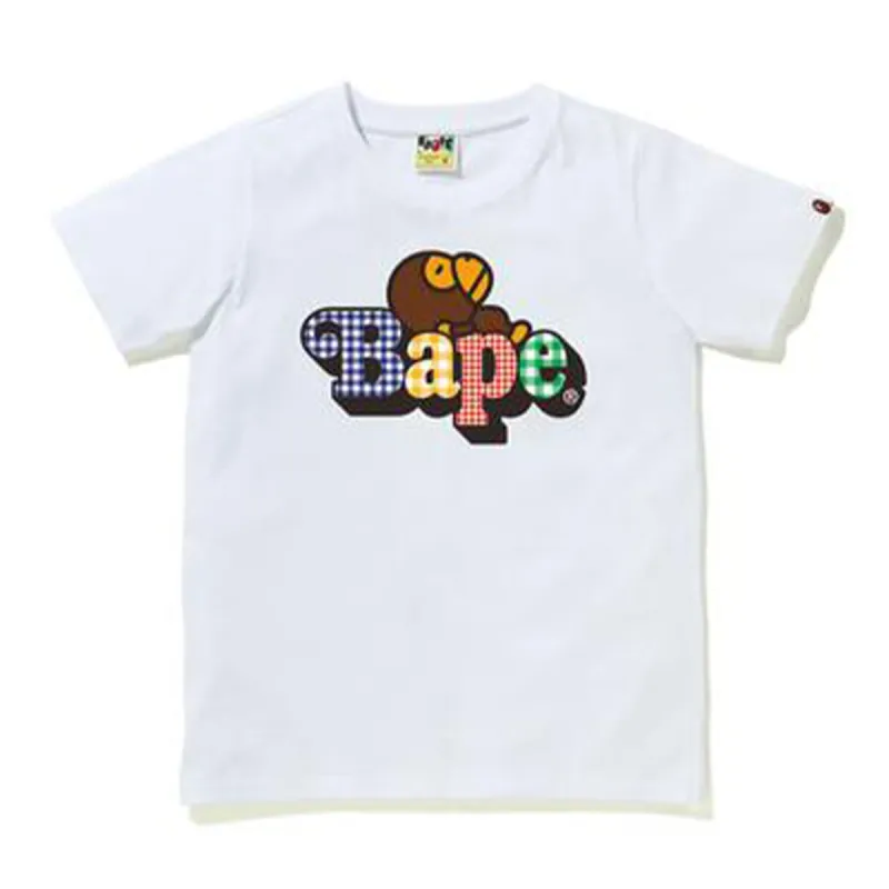 BAPE Gingham Check Milo On Bape Tee (Ladies) White sold by PLUS